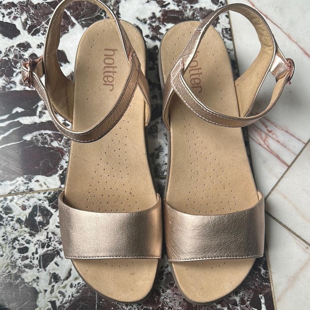 Hotter Gold Sandals Minimalist Design